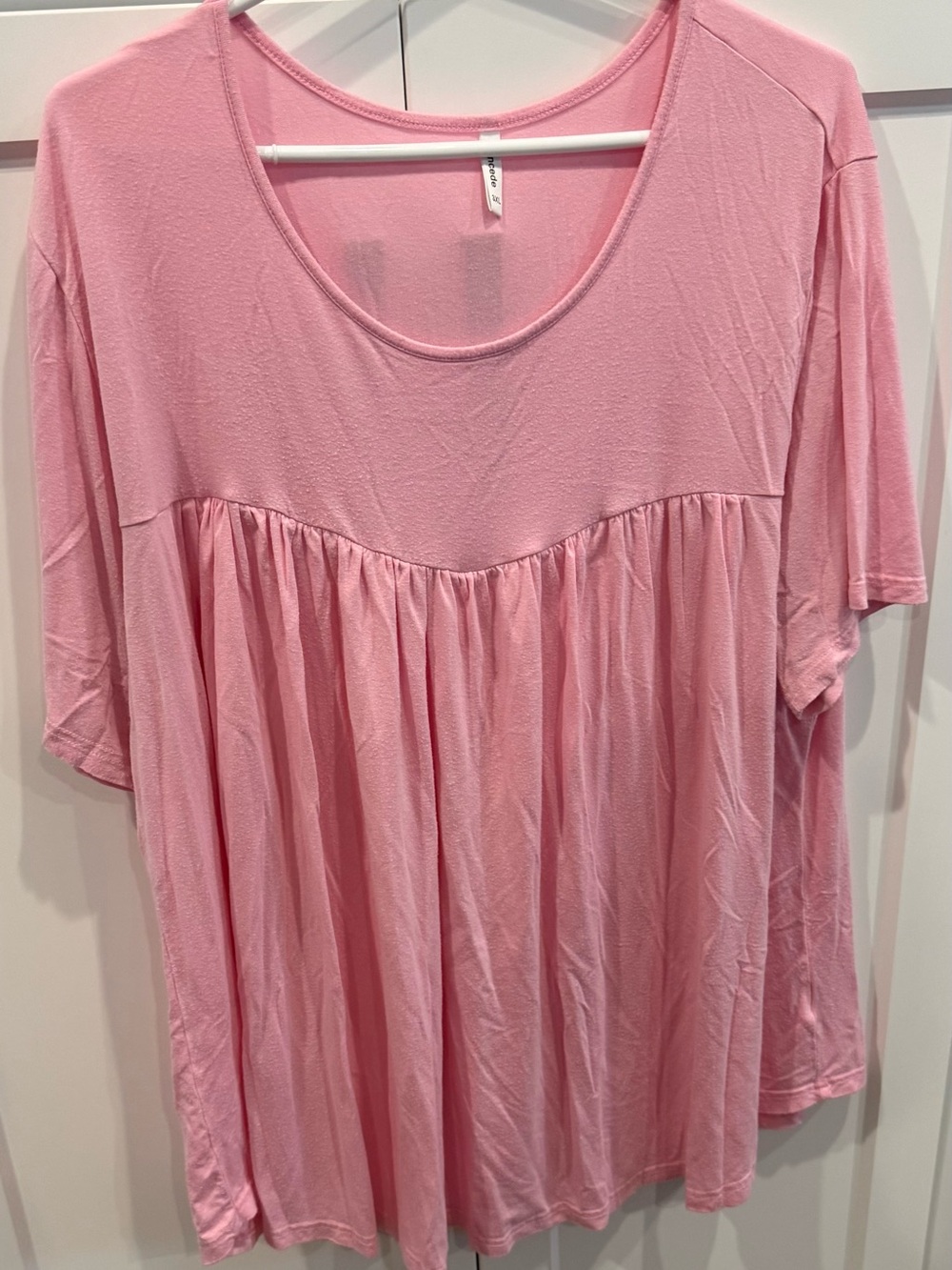 Women's Pink Babydoll Scoop Neck Top